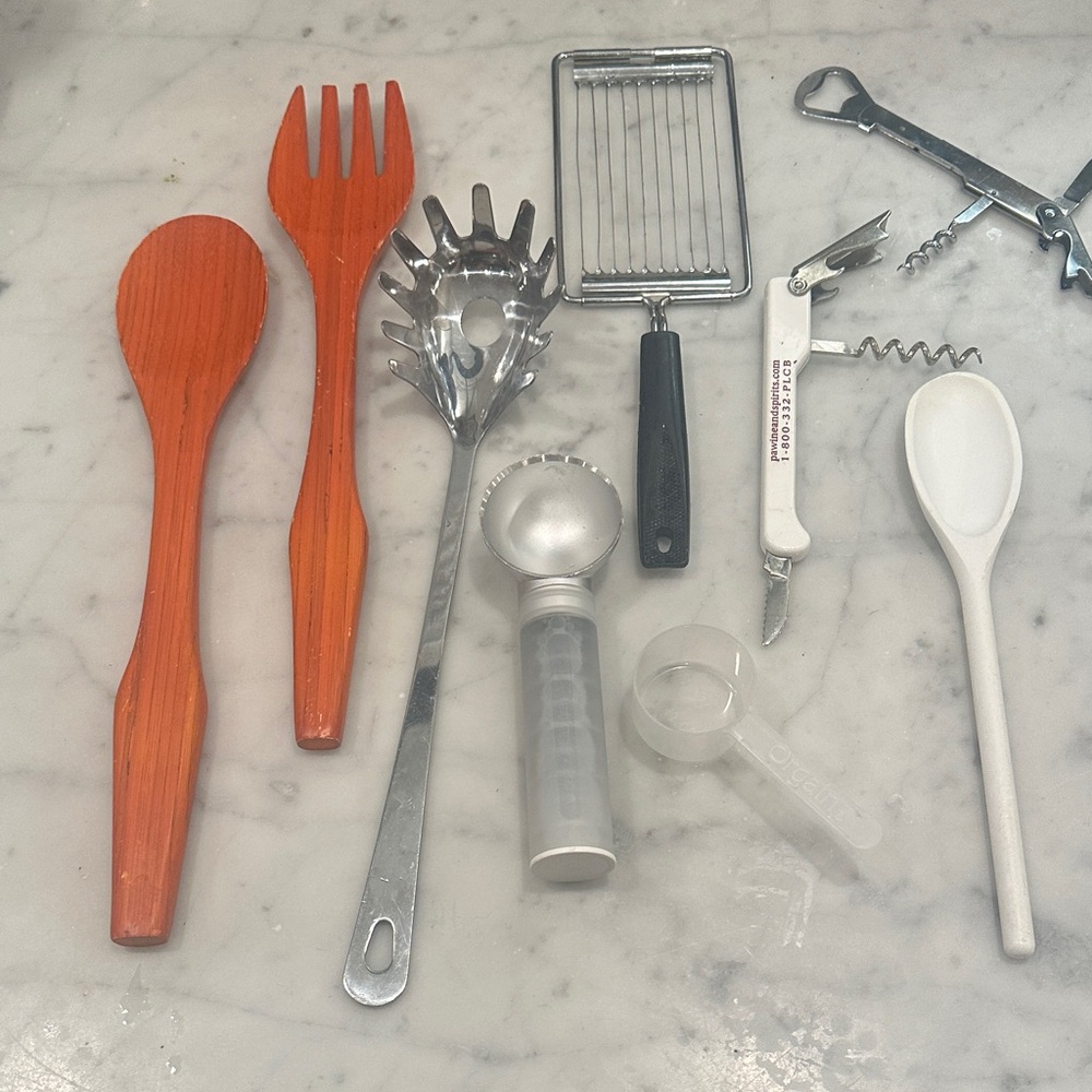 Kitchen Utensil Set with Red and White Tools